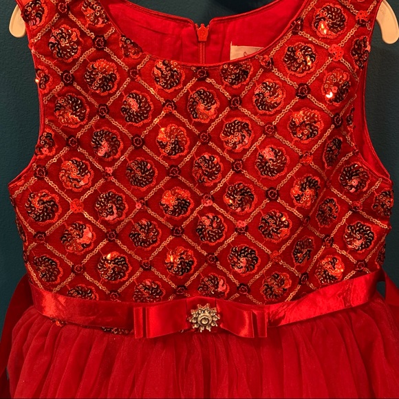 NWT Kids designer red sequins dress - Picture 2 of 4